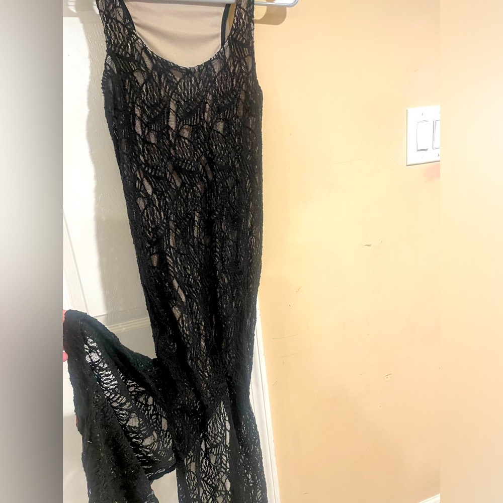 Vintage lace spiderweb dress with built in slip size small